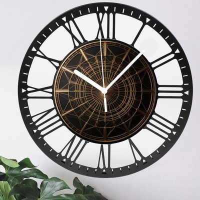 Horloge murale ronde en fer 10 po avec mouvement à quartz silencieux, chiffres romains, impression UV