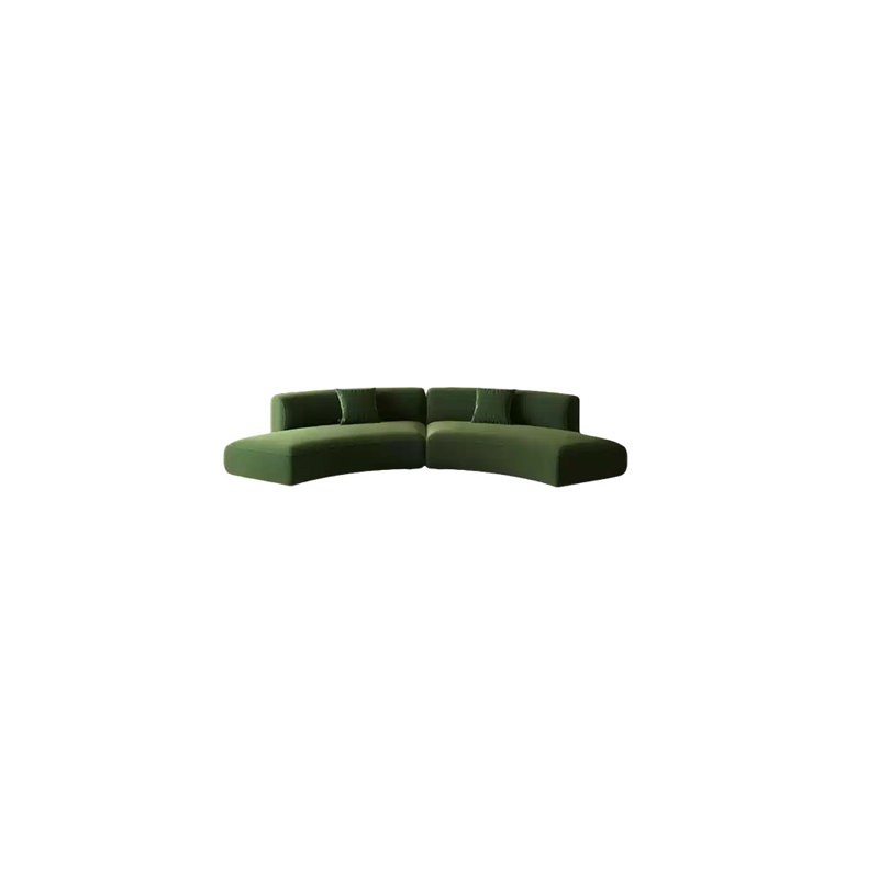 Demi-cercle vert olive avec canapé incurvé, H 27,56 po x l 110,24 po x P 25,59 po