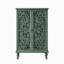 Meuble d'appoint haut avec portes et rangement, vitrine à double porte sculptée de style campagnard avec tablette réglable et pieds tournés-168703769