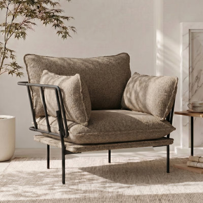 Fauteuil d'appoint surdimensionné Boucle, fauteuil de lecture confortable avec structure en métal, canapé-lit simple rembourré moderne pour salon, chambre à coucher, bureau (brun, 1)