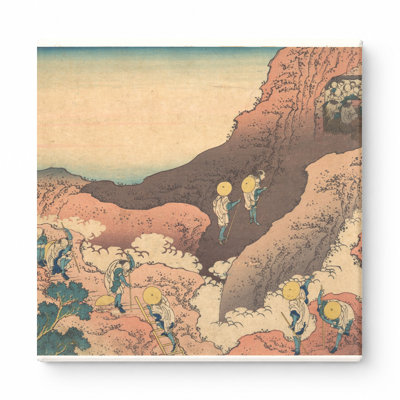 Groups of Mountain Climbers (Shojin tozan), from Thirty-six Views of Mount Fuji (c. 1830–1832) — Square Canvas Wall Art