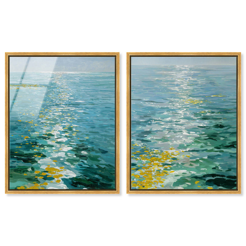 Décoration murale de bureau Calm Waters par Art Remedy, ensemble de 2, H 22 po x l 36 po, Gold Frame