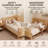 Low Profile Kids Platform Bed with Safety Rails, Removable Guardrail Toddler Bed Frame, Wood Slat Support, Natural, Queen-1292489132-1293431453