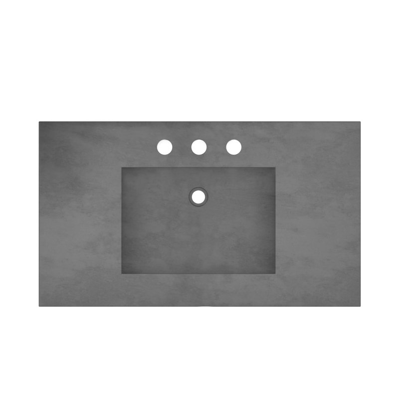 Plateau de meuble-lavabo simple en béton 36,5 po avec lavabo Palomar, Ardoise, Centres de 8 po