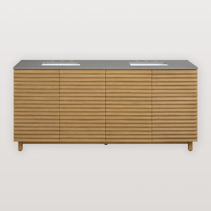 Meuble-lavabo double 72 po avec comptoir en quartz Linnea