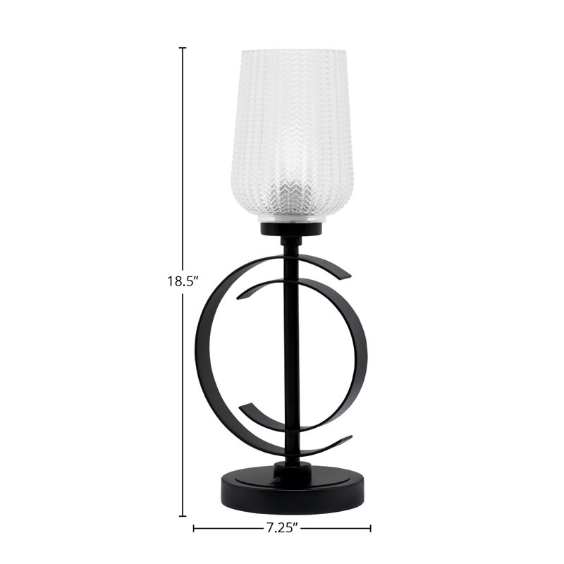 Lampe de table en acier inoxydable Jarran, Noir mat, Transparent