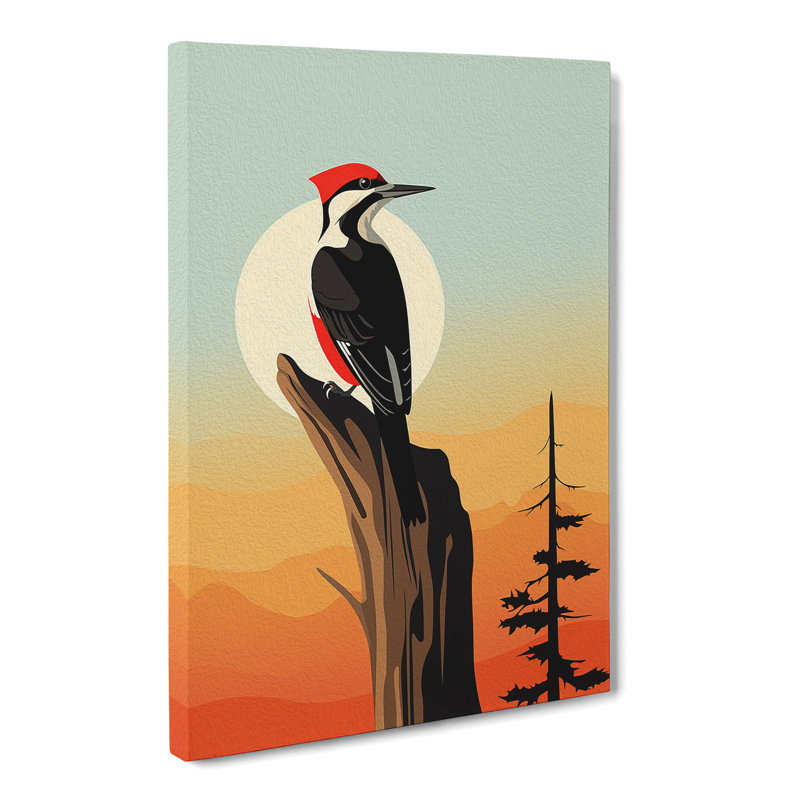 Woodpecker Minimalism - No Frame Print, 50cm H x 35cm W x 3cm D