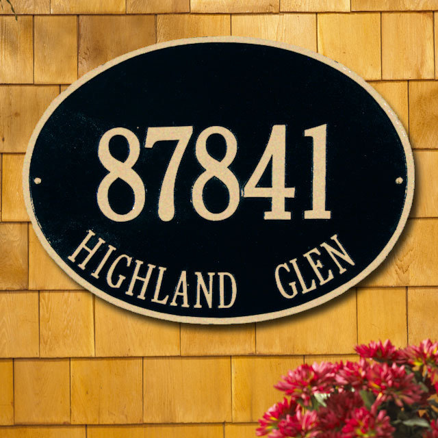 Hawthorne 2-Line Wall Address Plaque, Pewter and Silver, Yes