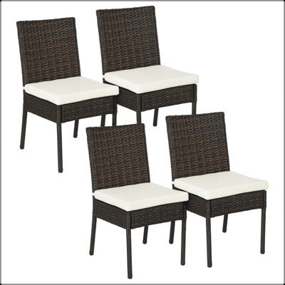Chaise de salle à manger d'extérieur en PE avec coussins PE (ensemble de 4)