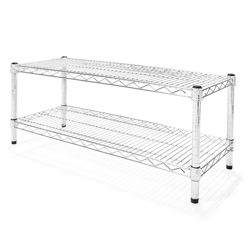 Shelving Inc. P 14 po x l 48 po x H 14 po Étagère en fil chromé avec 2 tablettes à niveaux, capacité de poids de 800 lb par tablette