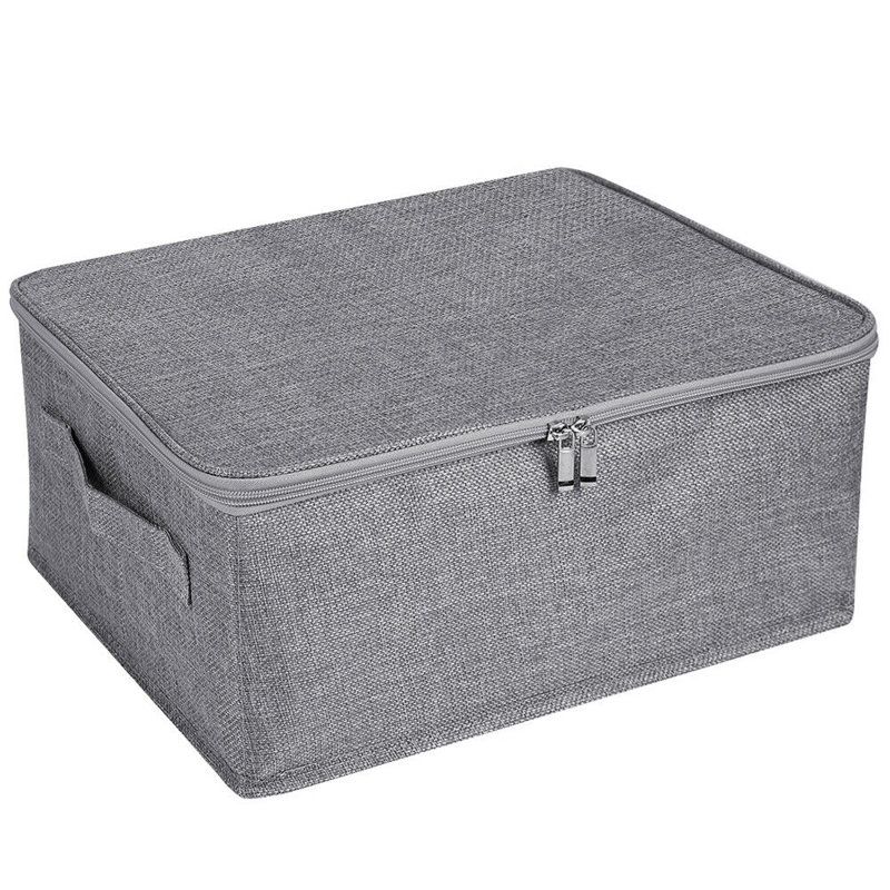 Rebrilliant Fabric Bin, Gray, 6" H x 15" W x 10" D