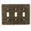 TRIPLE TOGGLE SWITCH COVER; BURGUNDY DECORATED WITH SWAROVSKI CRYSTALS; IN MUSEUM GOLD