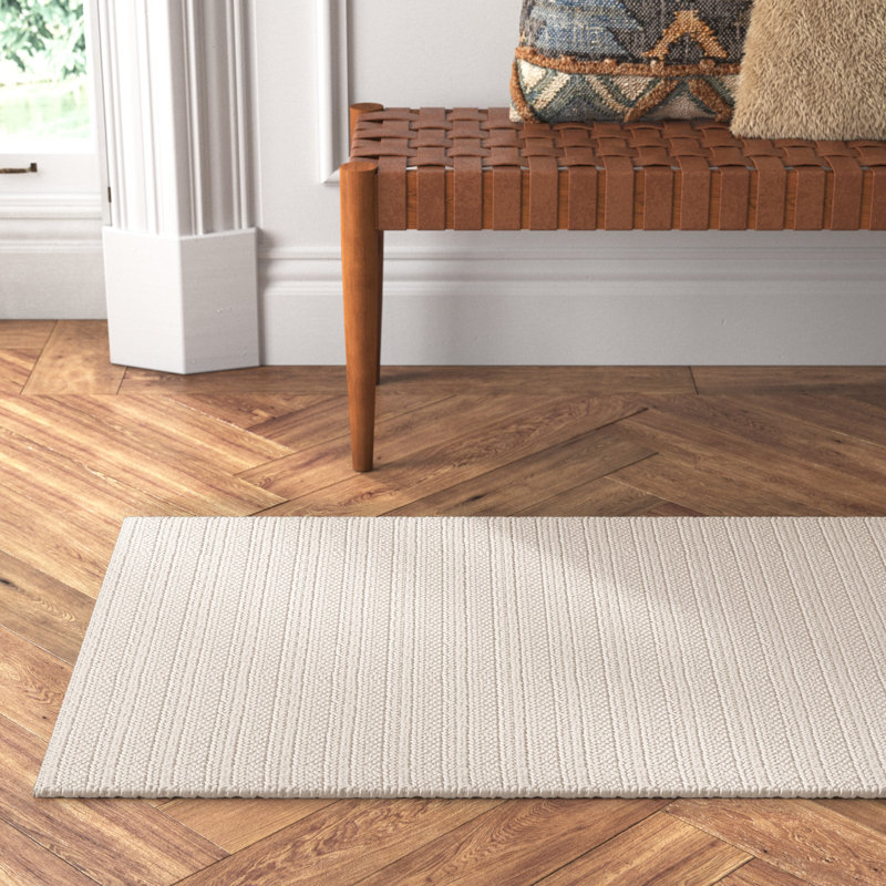 Kells Striped Handmade Ivory Area Rug, Runner  2'3" x 8'