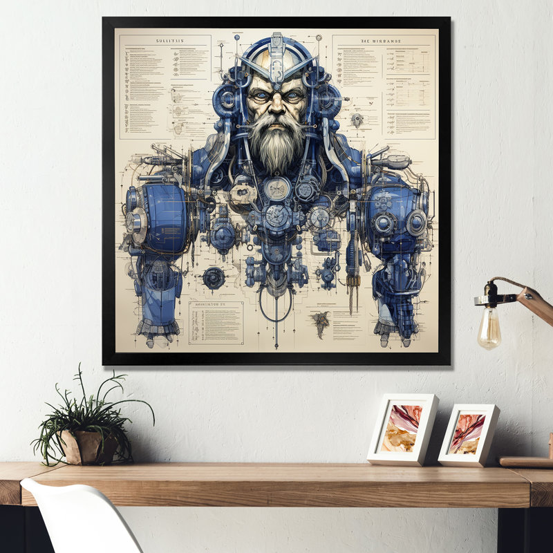 «Blue Giant Titan Blueprints III - Giants», art mural, Cadre flottant noir, H 36 po x l 36 po x P 1,5 po