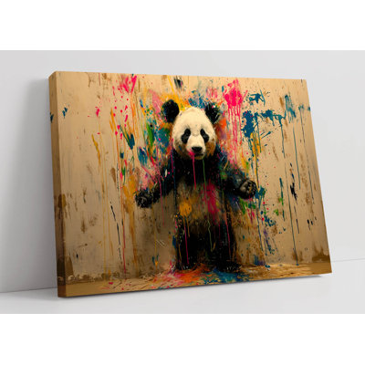 Panda in Colorful Graffiti Canvas Wall Art Picture Print