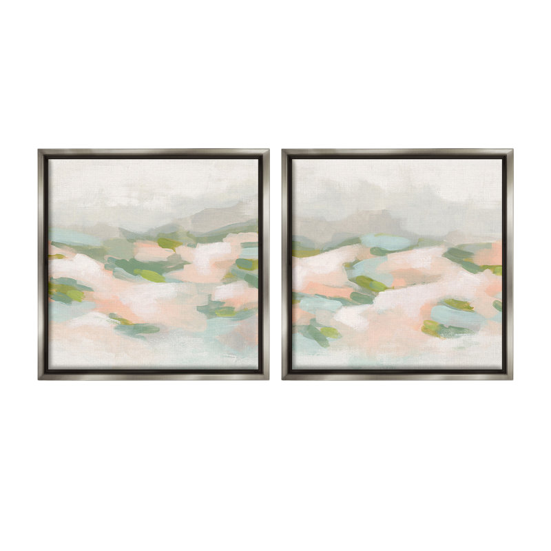 "Pastel Hills Abstraction" par June Erica Vess, 2 pièces sur toile, Cadre flottant gris lustré, H 25 po x l 50 po