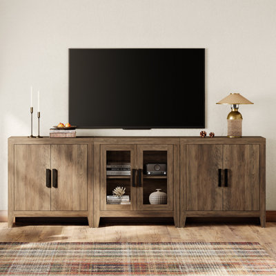 Farmhouse TV Stand For Tvs Up To 85 Inch, 3-Piece Modular Entertainment Center With Glass Media Console For Living Room, Bedroom, Home Theater, Brown