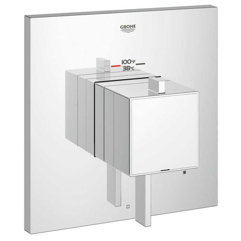 Eurocube Chrome Modern Wall-Mounted Shower Trim with Lever