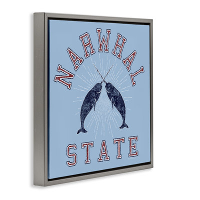 Art mural rétro sur toile flottante Narwhal State par Spirit Animals / Life Is High