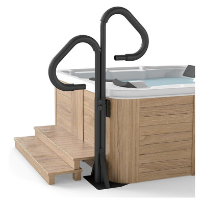 60"H Adjustable Hot Tub Handrail, Black Aluminum