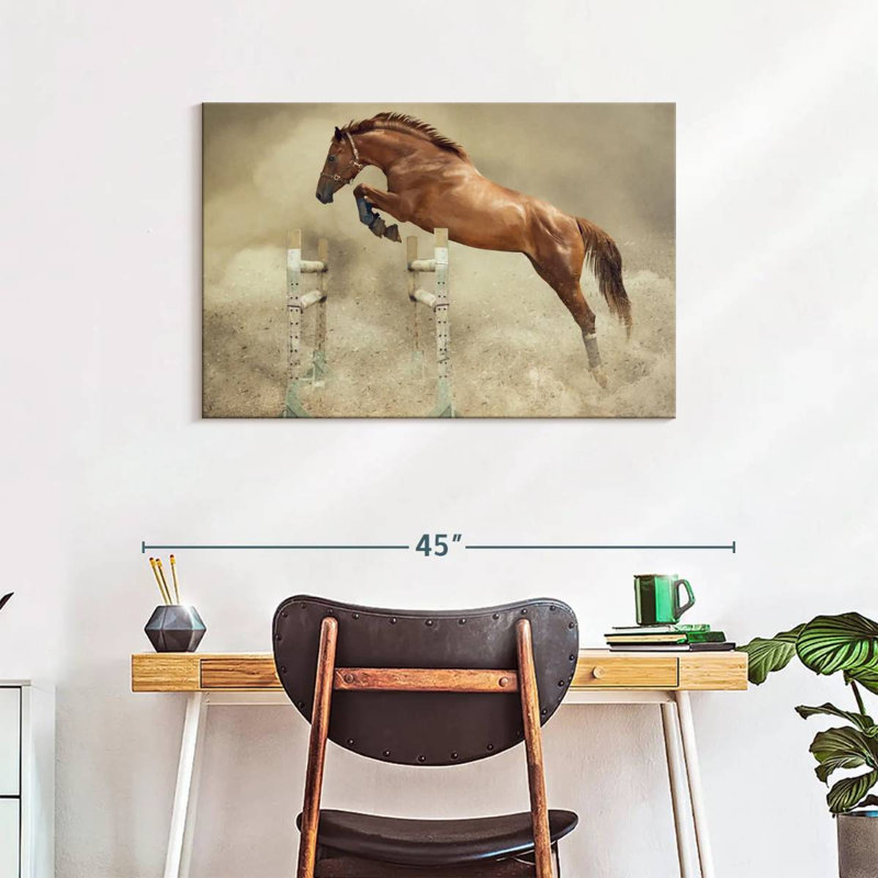 Powerful Jumping Horse, 24" H x 36" W
