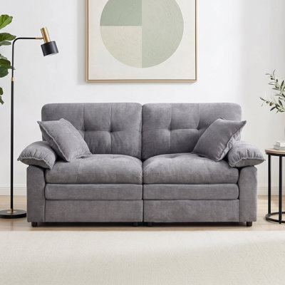 3 Seater Loveseat Sofa, Modern 83" Living Room Sofa Couch With Corduroy Cloudy Deep Seat For Apartment & Compact Spaces, Gray