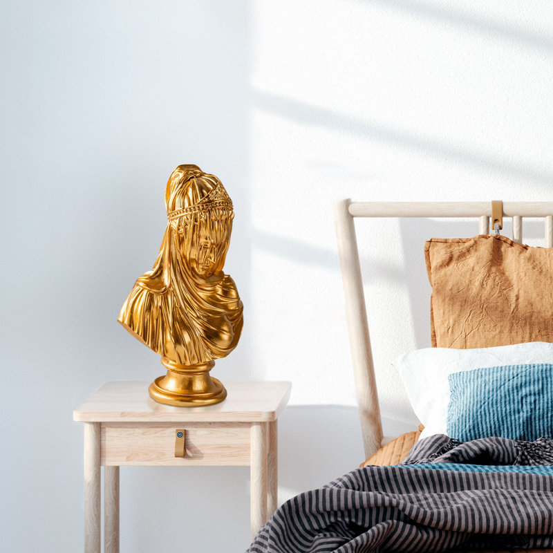 Hand-Painted Decorative Object, Gold Finish, 7.9 x 13.8 x 5.9 inches | 100% Polyester, Unique Color Variations | Perfect for Home Decor & Accent Pieces, Adds Elegance & Style to Any Space