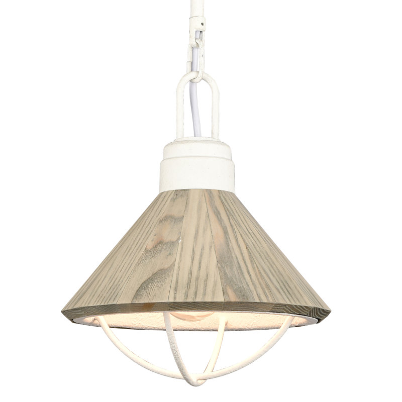 Mini-luminaire suspendu 1 lumière de 9 po de large Cape May - corail blanc, Une lumière, H 12,5 po x l 9 po x P 9 po
