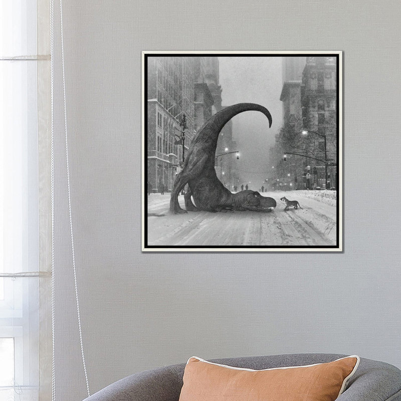 " Wanna Play " by Kathrin Federer, 26" H x 26" W x 1.5" D, Distressed White Floater Framed Canvas, No