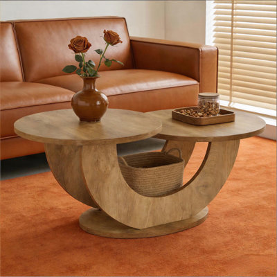 Table basse à 2 niveaux - Base en U, maison de campagne rustique