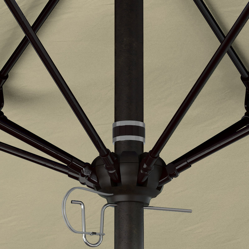 Parasol de marché commercial en aluminium Geil, Tissu toile Sunbrella®, Bronze
