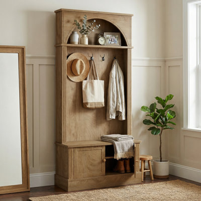 Arbre d'entrée 70,86 "avec banc de rangement pour chaussures, banc d'entrée 4 en 1 avec portemanteau