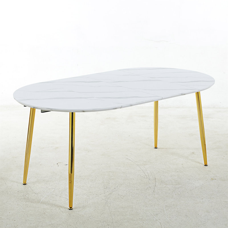 Table basse extensible, Blanc, Doré