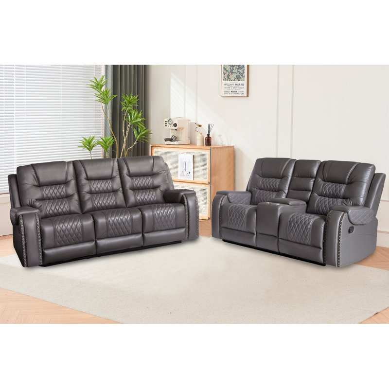 Canapé inclinable 84 po, Similicuir gris