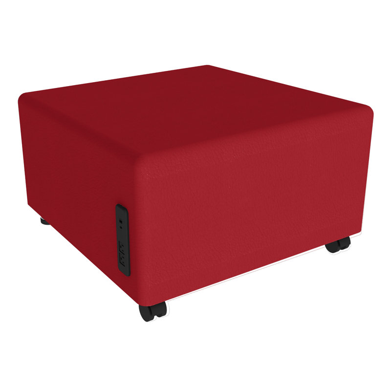 Pro Series Upholstered Square Mobile Ottoman with Tech Panel, Red