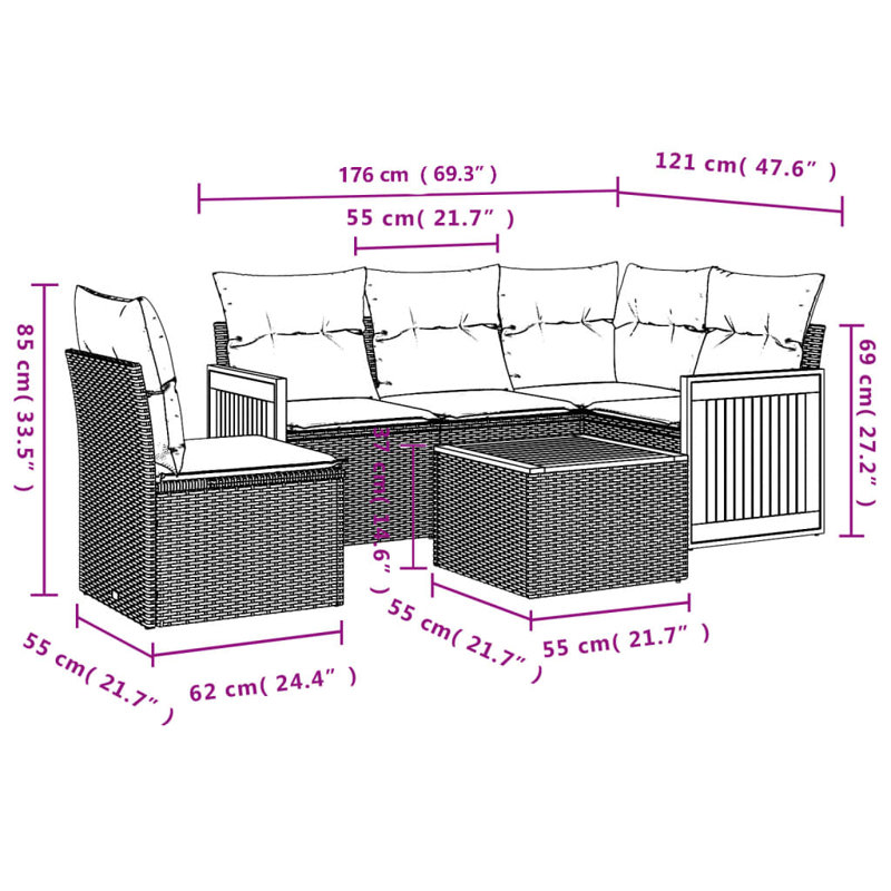  Ensemble de canapé de jardin beige