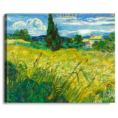 Champ de blé vert avec cyprès par Vincent Van Gogh. Reproduction d'art classique The World, estampe numérique sur toile, art mural pour la décoration intérieure