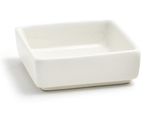 Front Of The House Mod Square Ceramic 24 Piece Ramekin / Soufflé Dish Bakeware Set, Euro White