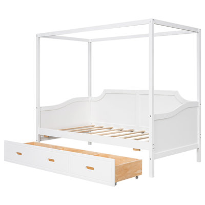 Twin Size Wooden Canopy Daybed With 3 In 1 Storage Drawers -  STYLISH, OKKK612-GX001606AAK