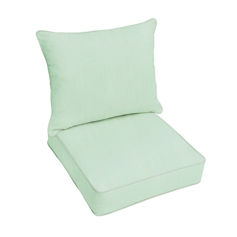 Sunbrella Outdoor  Corded Deep Seating Pillow and Cushion Set, Sunbrella - Canvas Spa, 22.5" W x 22.5" D