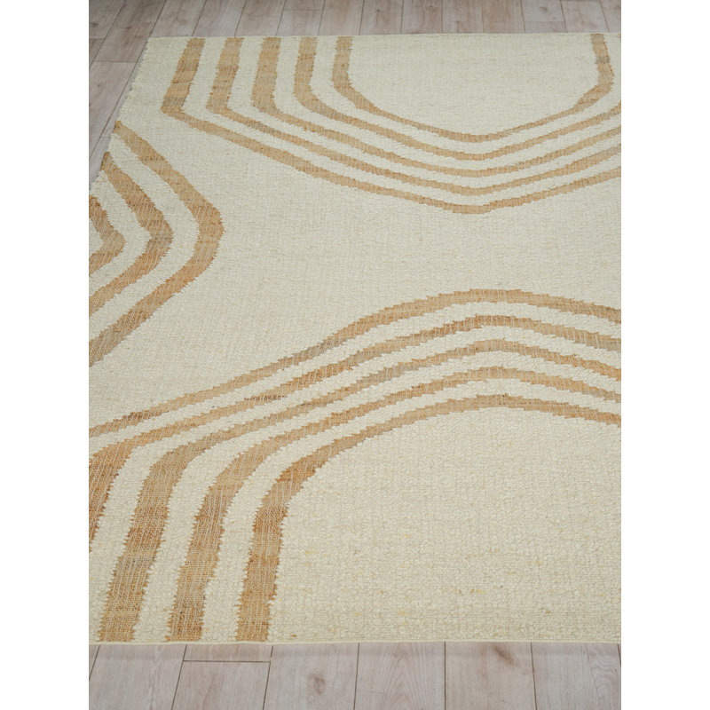 Pompano Hand Woven Wool/Jute IVORY/Cream/Beige Area Rug, 12'X15'