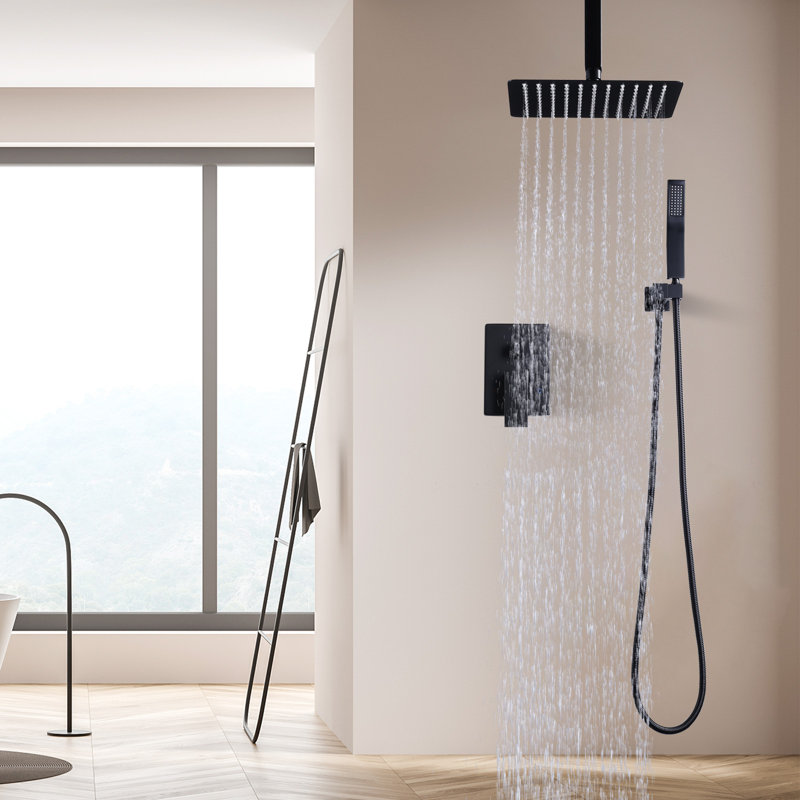 Ceiling Mount Complete Shower Faucet With Pressure Balancing Rough-In Valve