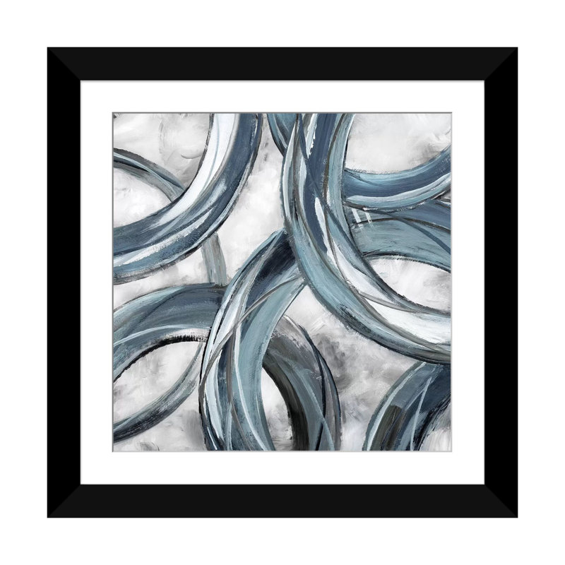 " Ring Around " by Nan, 24" H x 24" W x 1" D, Black Framed Fine Art Paper, White