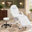 Ensemble de fauteuil inclinable réglable pour salon de tatouage, spa et soins du visage avec 2 plateaux - Blanc-1425246141