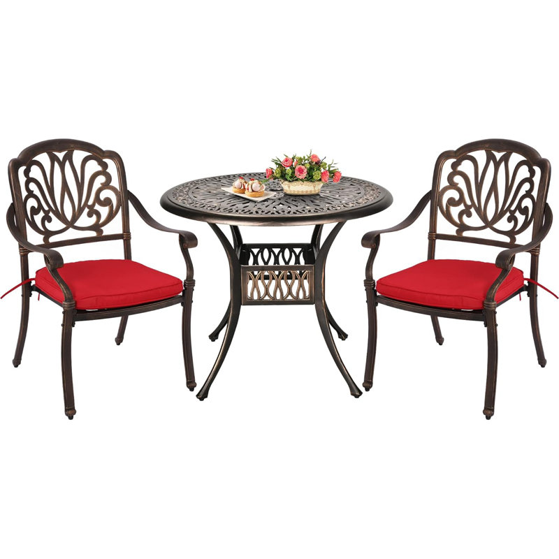 Himmelmann 2 - Person Patio Dining Set with Round Table , Cushions Included, Red
