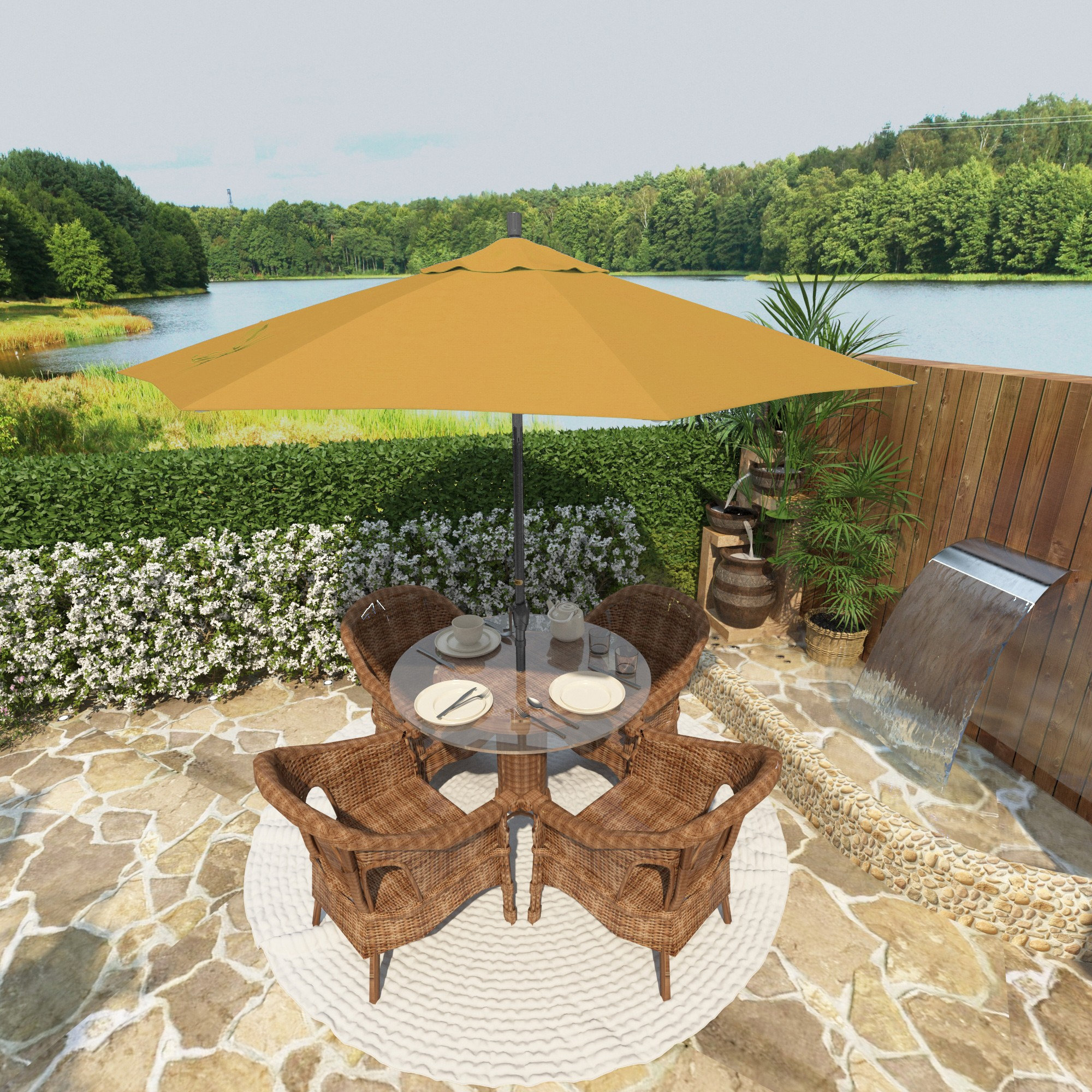Lexia 90'' Sunbrella® Outdoor Umbrella, Canvas Sunflower Yellow Sunbrella® Canvas