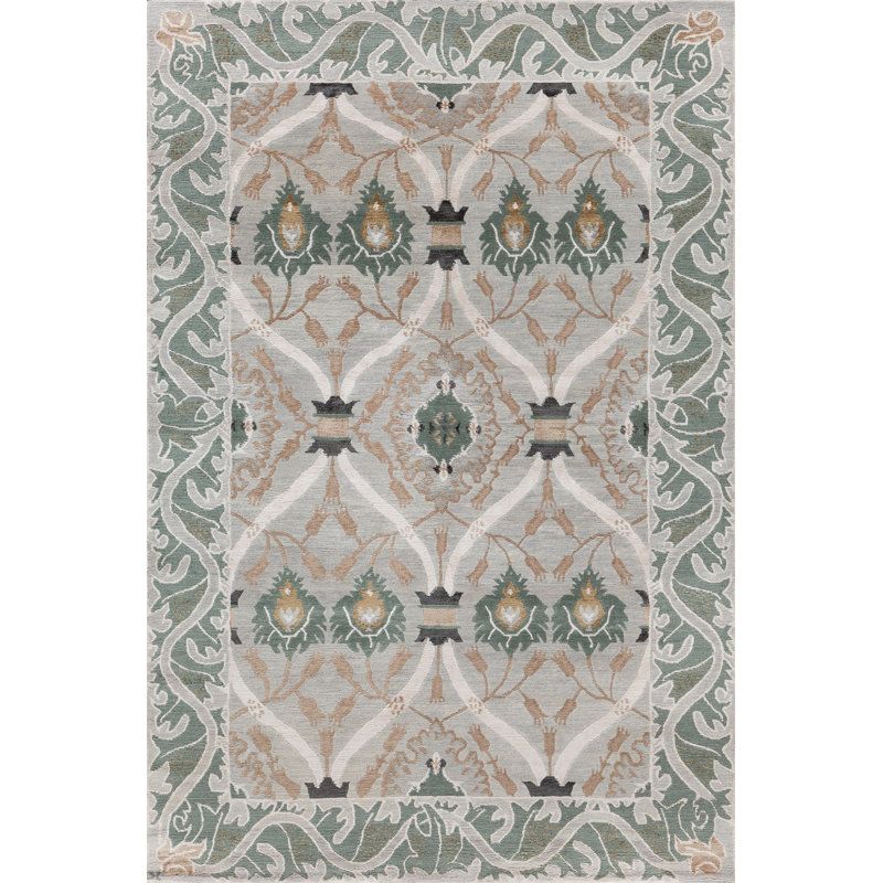 Savannah Hand Woven Silk and Wool Oriental Area Rug, Rectangle 3' x 5'
