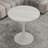 27.6-inch white coffee table, mid-century modern style dining table, suitable for 2-4 people, featuring a round white-veined marble tabletop, perfect for various settings.