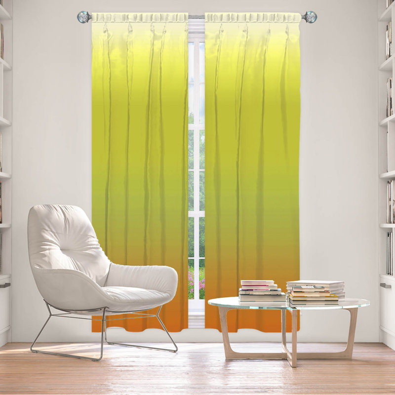 Vandela Room Darkening Curtain Pair, 20" W x 61" L, Orange/Green/Yellow