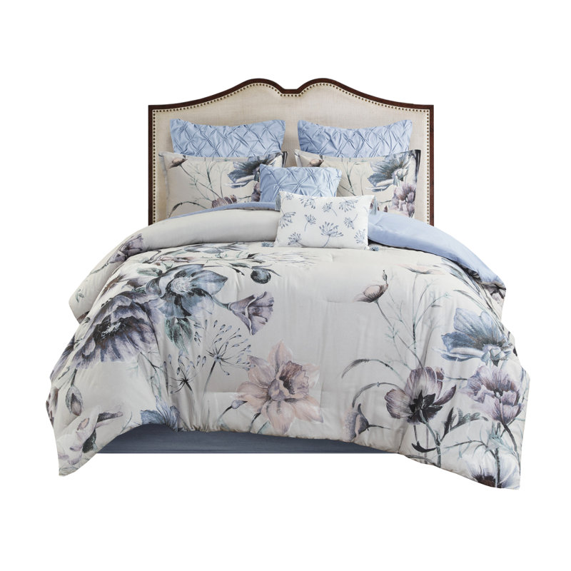 Blue King Comforter - 8 Piece Cotton Soft And Printed Bedroom Decor
